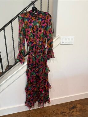 Misa Los Angeles Sheer Tiered Floral Maxi Dress - Multicolor